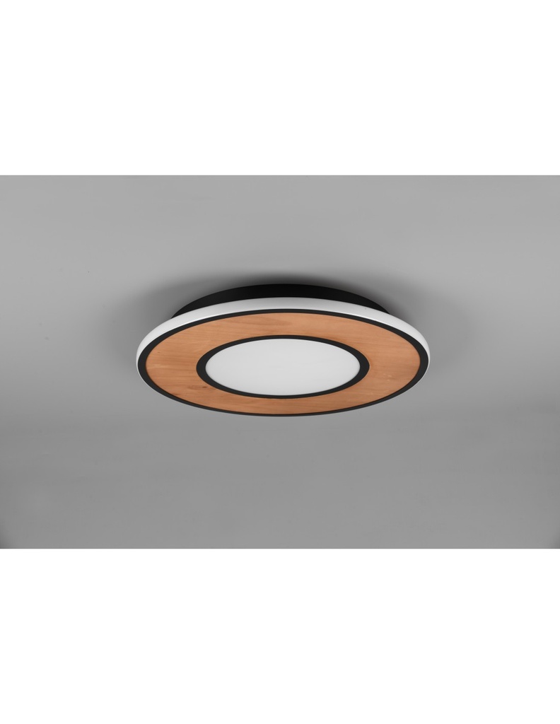 Plafoniera Vintage Legno Led Dimmer Deacon Ø50 cm Trio Lighting - Samnite