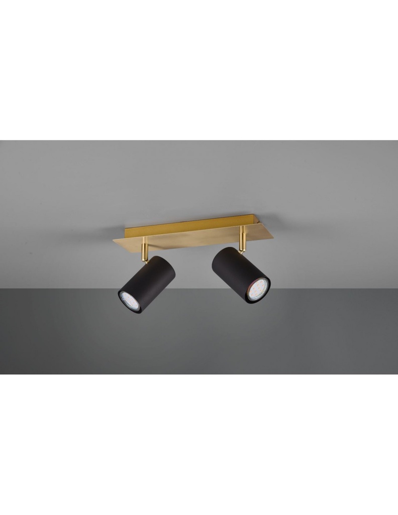 Faretto Marley Base Oro 2 Spot Cilindrici Neri Orientabili Trio Lighting - Samnite