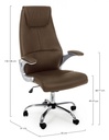 Poltrona da ufficio in ecopelle marrone Camberra con braccioli - Samnite