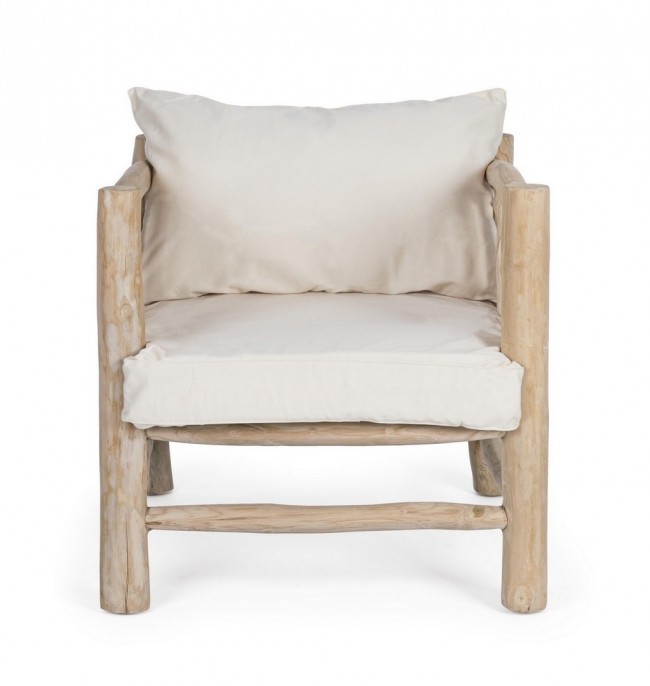 Poltrona in Teak Naturale con Cuscini in Cotone Sahel  - Samnite
