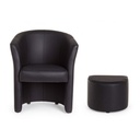 Poltrona in similpelle con pouf estraibile Nero RITA 64,5x 59,5x h78 cm - Samnite