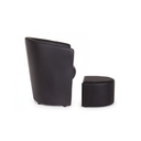 Poltrona in similpelle con pouf estraibile Nero RITA 64,5x 59,5x h78 cm - Samnite