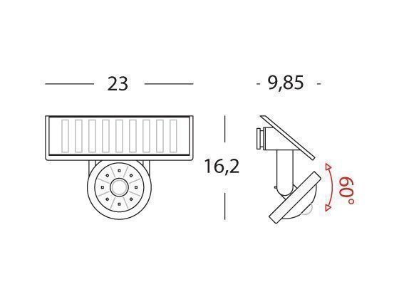 Applique Solare 1W Led 4000K  linea pixel  grafite