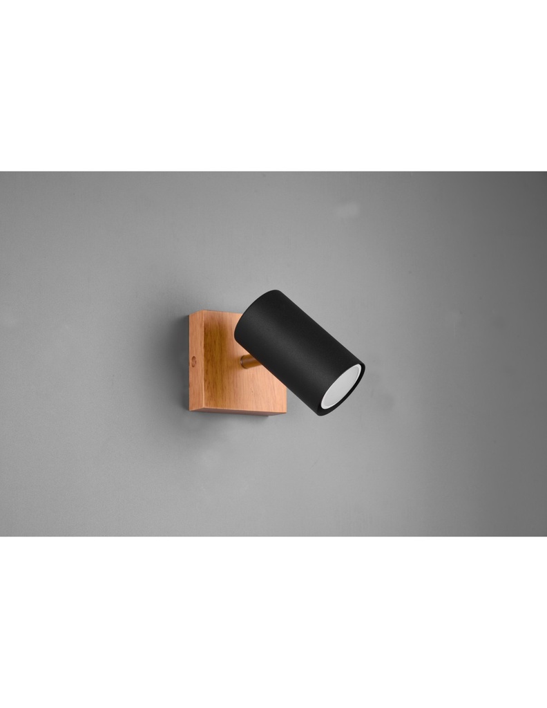 Faretto Spot Marley Nero E Legno 1xGU10 Trio Lighting - Samnite