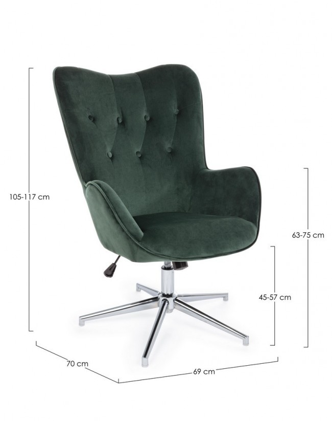 Poltrona verde in velluto stile design - Samnite