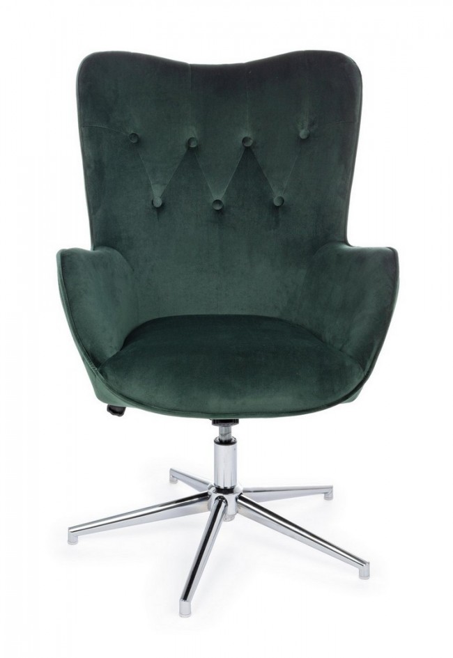 Poltrona verde in velluto stile design - Samnite