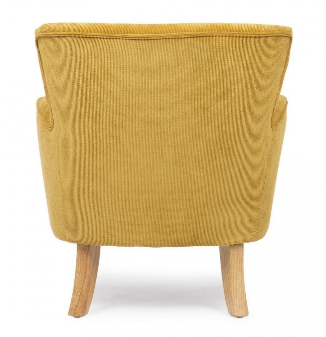 Poltrona vintage Chenille Imbottita in velluto Ocra - Samnite