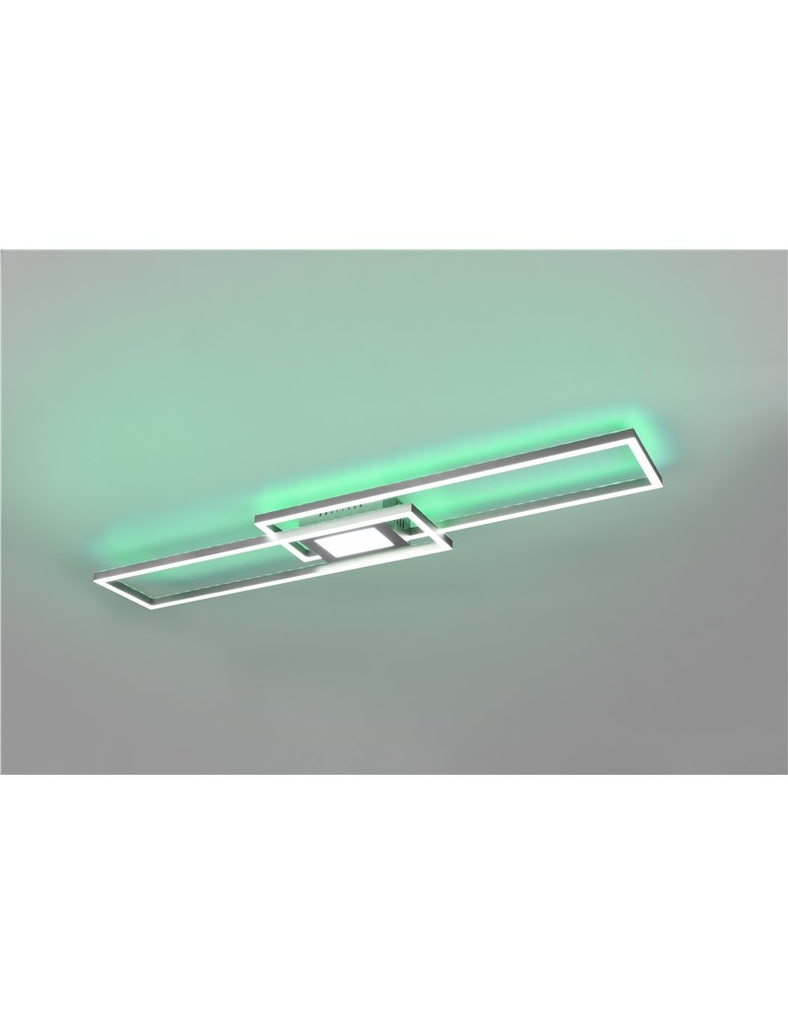 Ganado plafoniera led rettangolare acciaio retro-illuminata rgb con telecomando multifunzione l. 110cm Moderno LED - Samnite