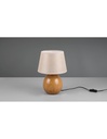 Grande Lume Tavolo Base Effetto Legno Paralume Tessuto Beige Luxor Trio Lighting - Samnite
