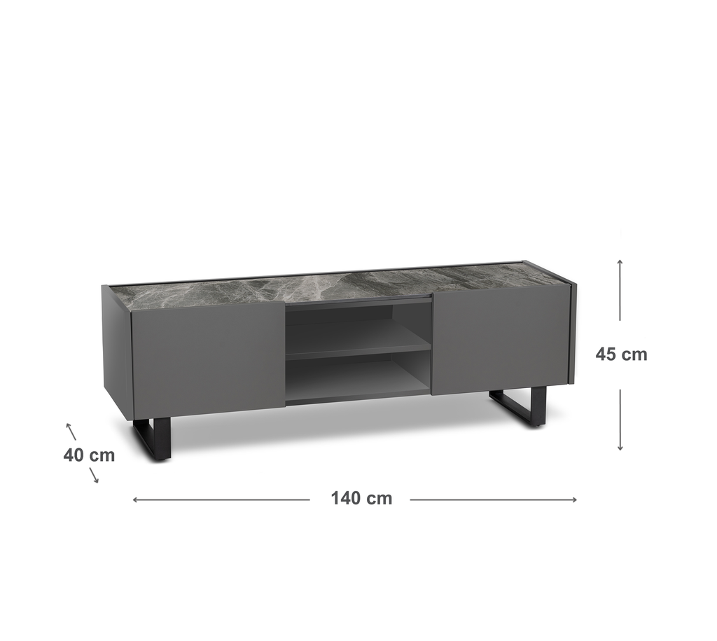 Porta TV grigio-grigio scuro 40  cm x 140  cm H. 45  cm - Samnite