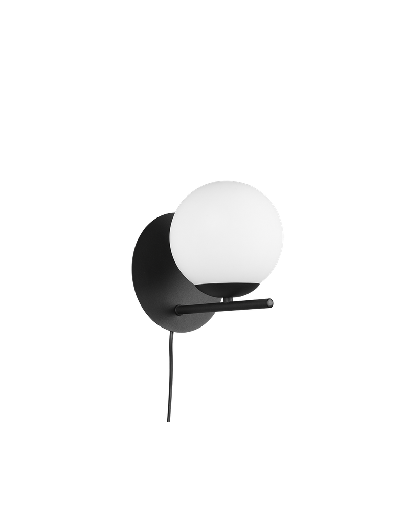 Lampada Da Parete Nero Sfera Vetro Bianco Pure Trio Lighting - Samnite