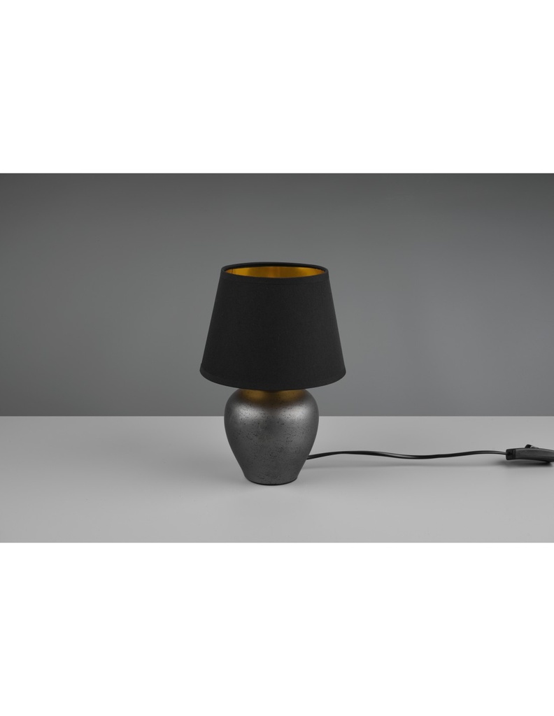 Lampada Da Tavolo Abby 1xE14 Ceramica E Paralume Nero Oro Trio Lighting - Samnite