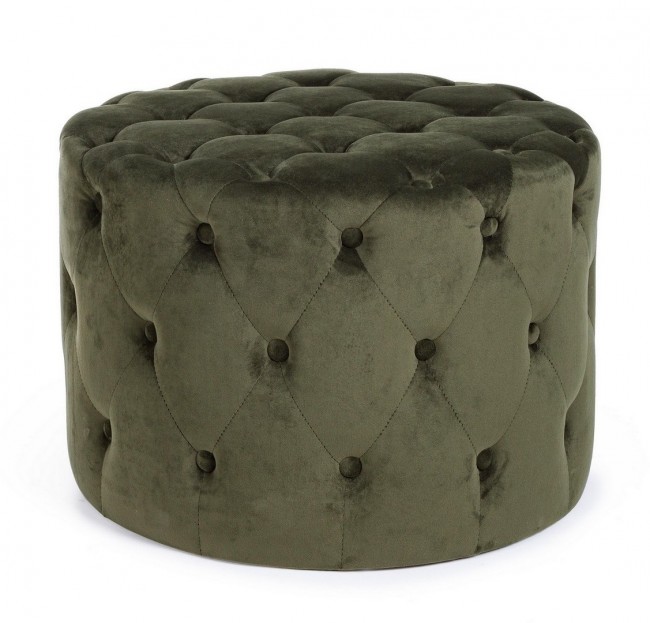 Pouf vintage verde velluto cm 60 x 42 h - Samnite