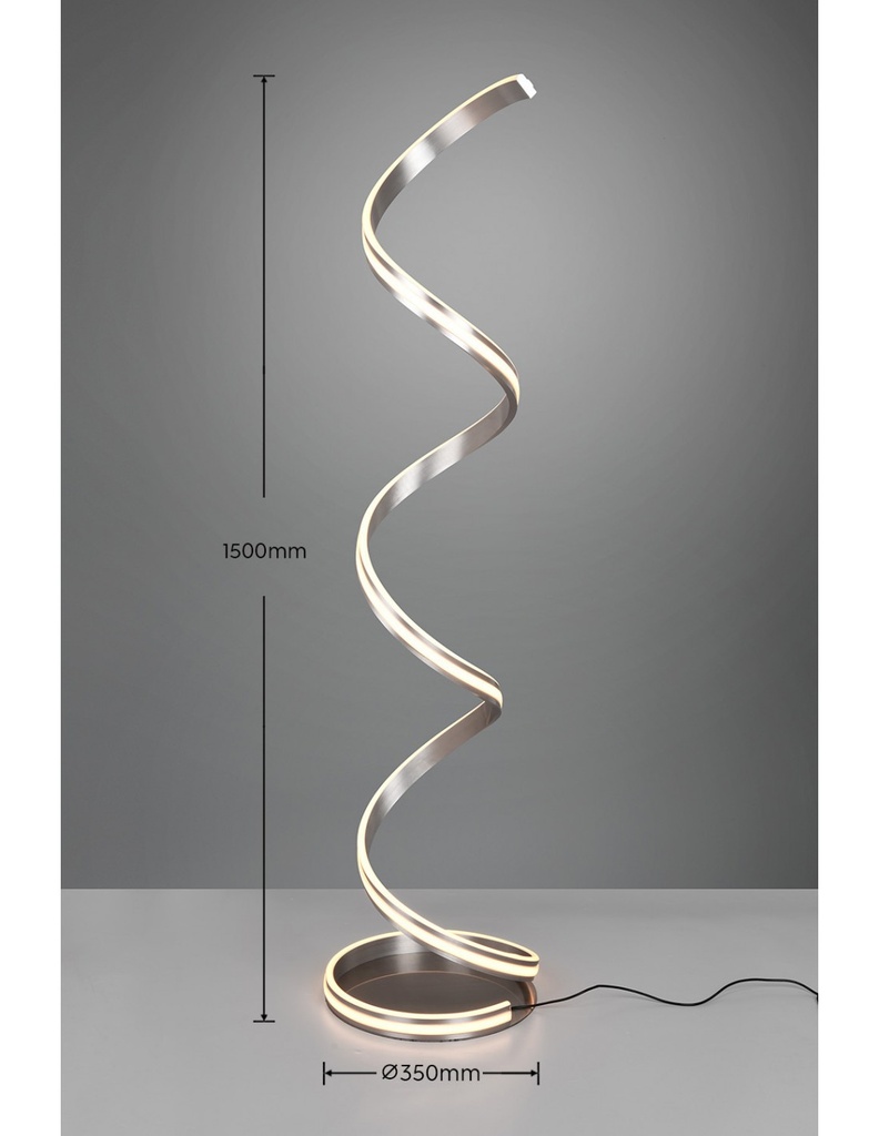 Lampada Da Terra Moderna Yara Spirale Nichel Led Dimmer Trio Lighting - Samnite