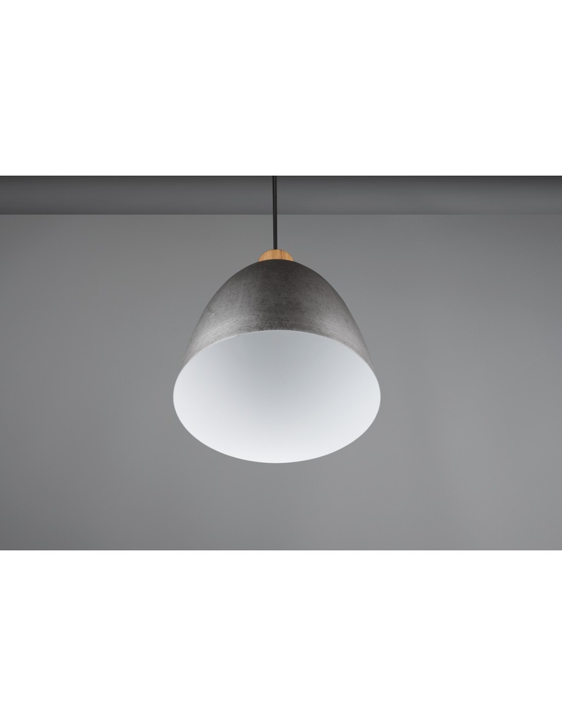 Lampada Sospensione Cucina Jagger Metallo Nichel Inserto Legno Trio Lighting - Samnite