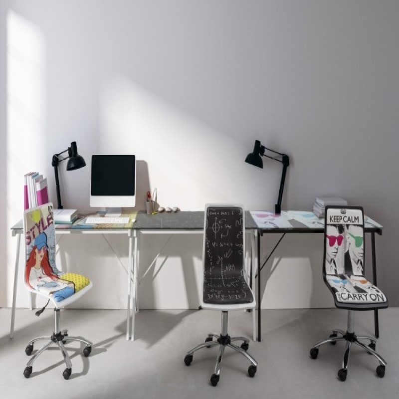 Scrivania Young Cartoon piano in vetro 113x58 cm - Samnite