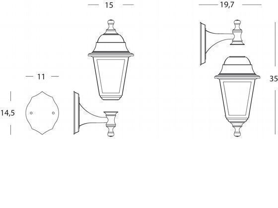 Applique Up &amp; Down E27 In Resina  linea devil  nero