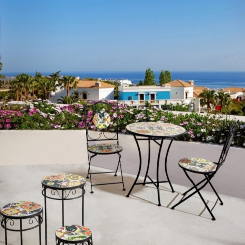 Sedia da giardino esterno in acciaio con ceramica pieghevole - Samnite