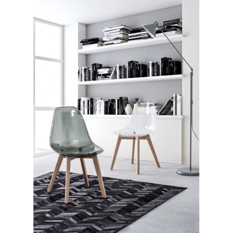 Sedia da pranzo in policarbonato Trasparente EASY 52x47x h82 cm - Samnite