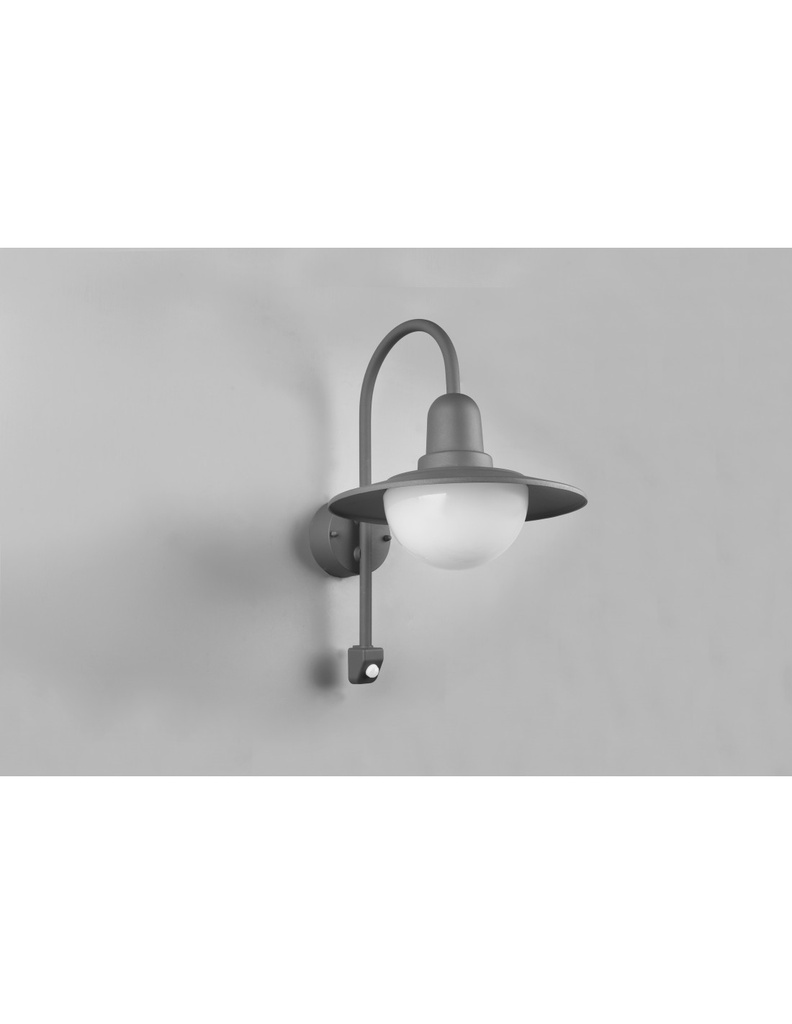 Applique Vintage Braccio Curvo Antracite Con Sensore Movimento IP44 Norman Trio Lighting