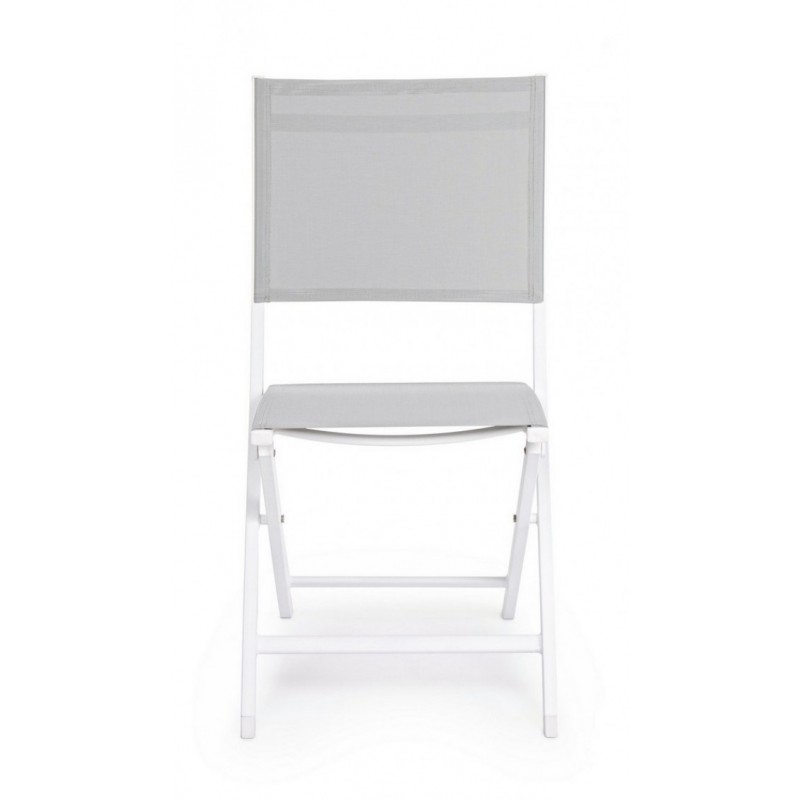 Sedia per esterno in alluminio Bianco Grigio ELIN 47x57x h88 cm - Samnite