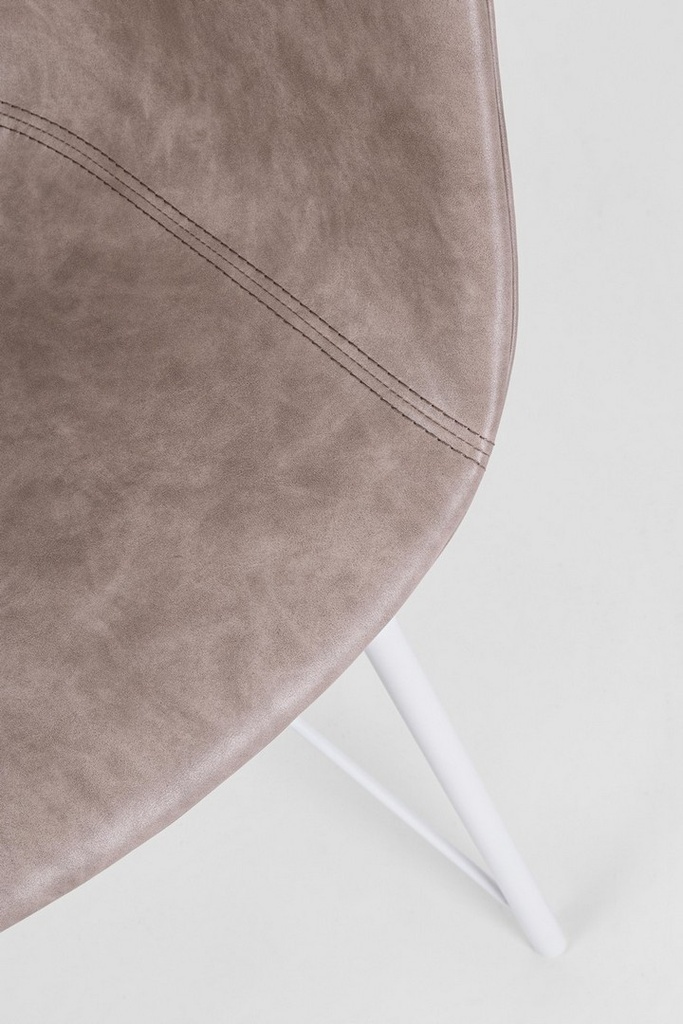 Sedia vintage ecopelle beige bianco Warhol cm 59 x 54,5 x 80 - Samnite