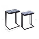 Set 2 tavolini NEAPOLIS in acciaio con piano in mdf decorato con stampa 62.5h 56h cm - Samnite