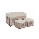 Set 3 pouf in MDF Beige TAVEL PARIS - Samnite