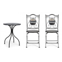 Set da giardino tavolo e 2 sedie con decori in ceramica Huston - Samnite