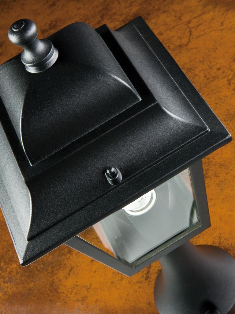 Lampada da terra in alluminio pressofuso con diffusori in vetro trasparente - Altezza max 210mm - 3 lampade da 100W - IP43 nero - Samnite