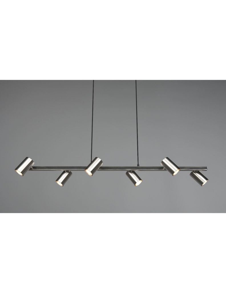 Lampadario 6 Faretti GU10 Orientabili Marley Nichel Trio Lighting - Samnite