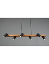 Lampadario Isola Legno 6 Spot Neri Cilindrici Orientabili Marley Trio Lighting - Samnite