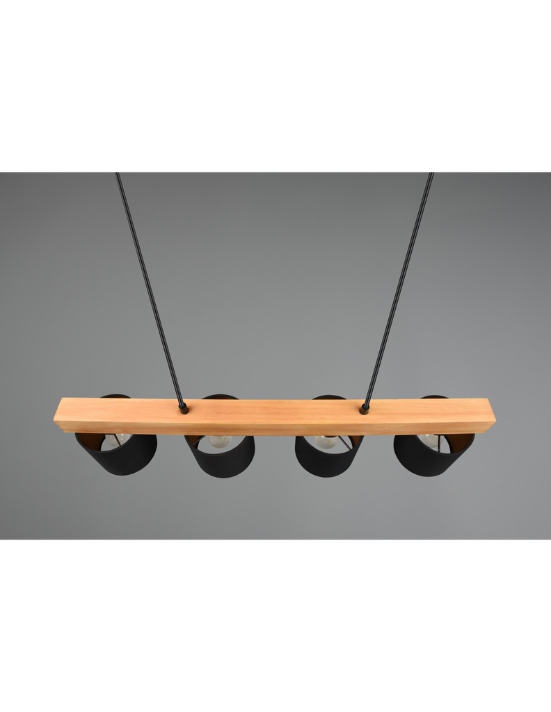 Lampadario Lineare Legno 4 Paralumi Nero Cameron Trio Lighting - Samnite