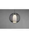 Lampadario Sospensione Diffusore Gabbia Tonda Metallica Nero Con Vetro Opale Filo Trio Lighting - Samnite