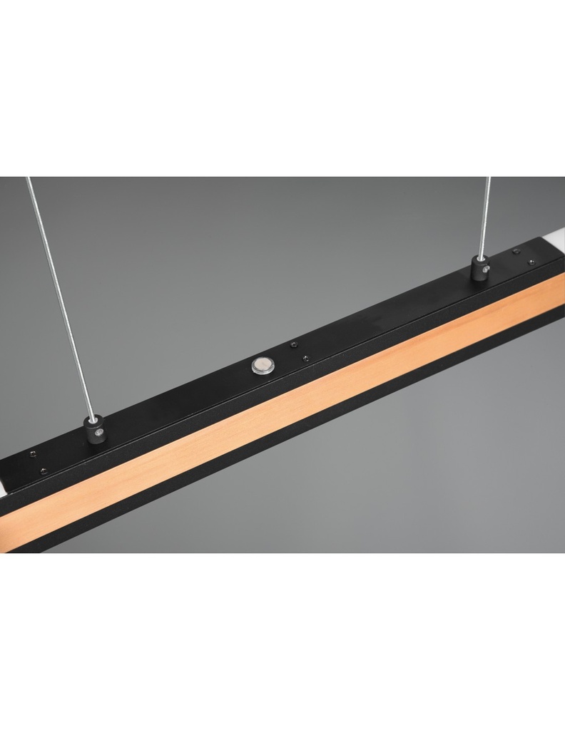 Lampadario Ufficio Doppia Emissione Vintage Legno E Metallo Nero Dimmer Deacon Trio Lighting - Samnite