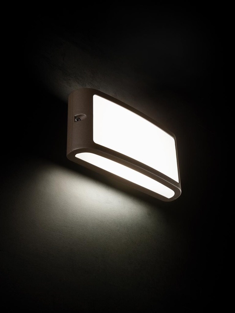 Applique in alluminio pressofuso con diffusore in termoplastico opalino - Luce calda 3000°K - 10W - 840 lumen - IP54 grafite