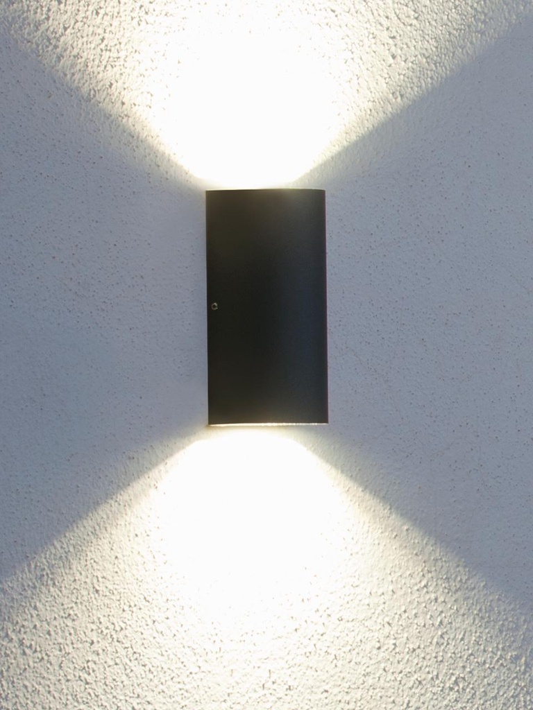 Applique in alluminio pressofuso con diffusore in vetro trasparente - Luce calda - 12W - 683 lumen grafite