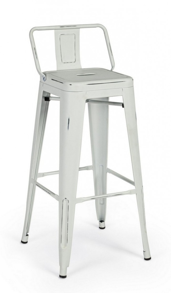 Sgabello alto bar in acciaio NEW JERSEY  bianco antico 94h cm - Samnite