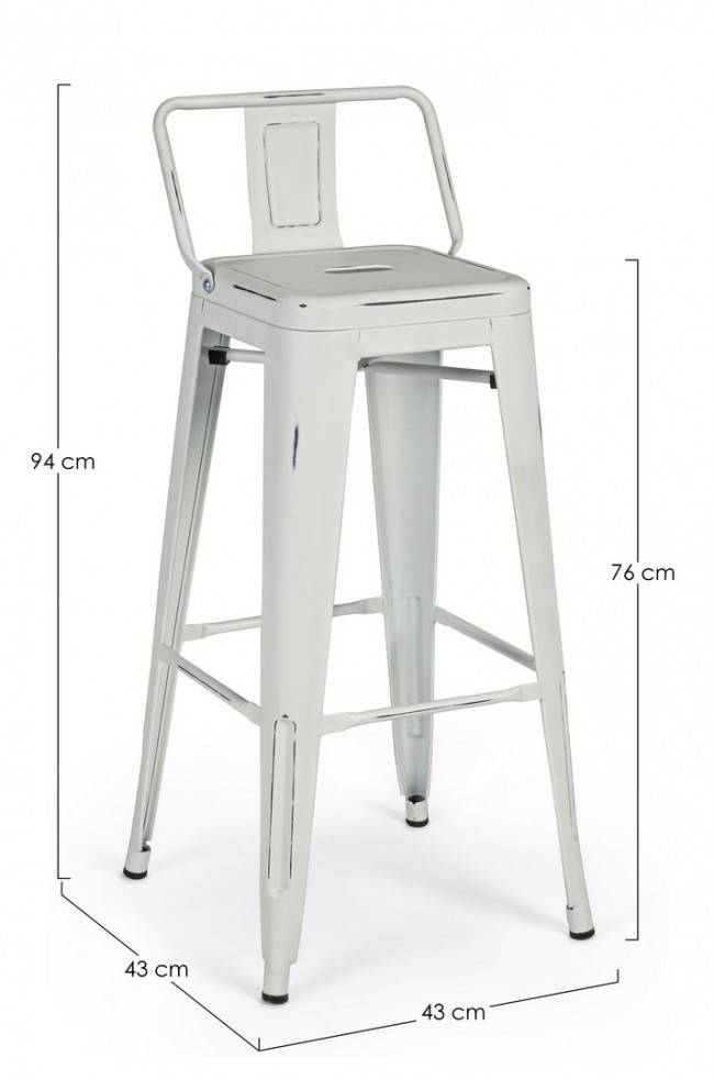 Sgabello alto bar in acciaio NEW JERSEY  bianco antico 94h cm - Samnite