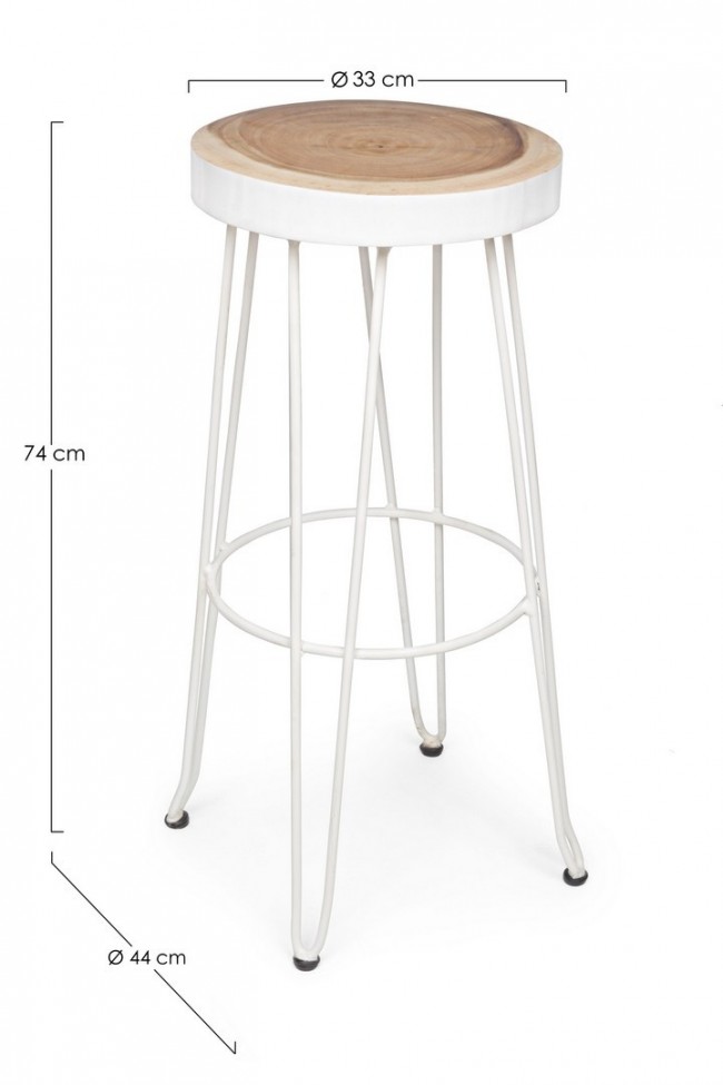 Sgabello bar bianco  in legno stile naturale - Samnite