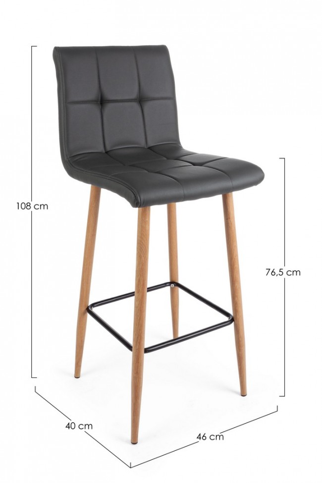 Sgabello in ecopelle Bar Bruce grigio scuro - Samnite