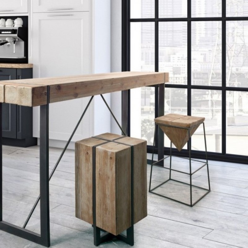 Sgabello legno industrial bar prismy cm 70 h - Samnite