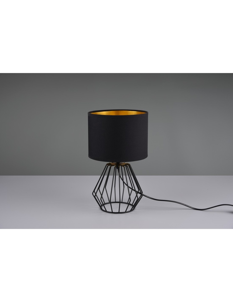Lumetto Chuck Base Metallica Geometrica Paralume Nero E Oro Trio Lighting - Samnite
