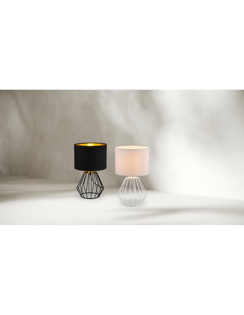 Lumetto Chuck Base Metallica Geometrica Paralume Nero E Oro Trio Lighting - Samnite
