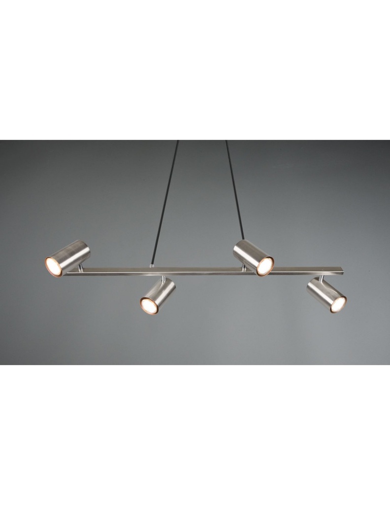 Sospensione 4 Faretti Spot GU10 Orientabili Marley Nichel Trio Lighting - Samnite