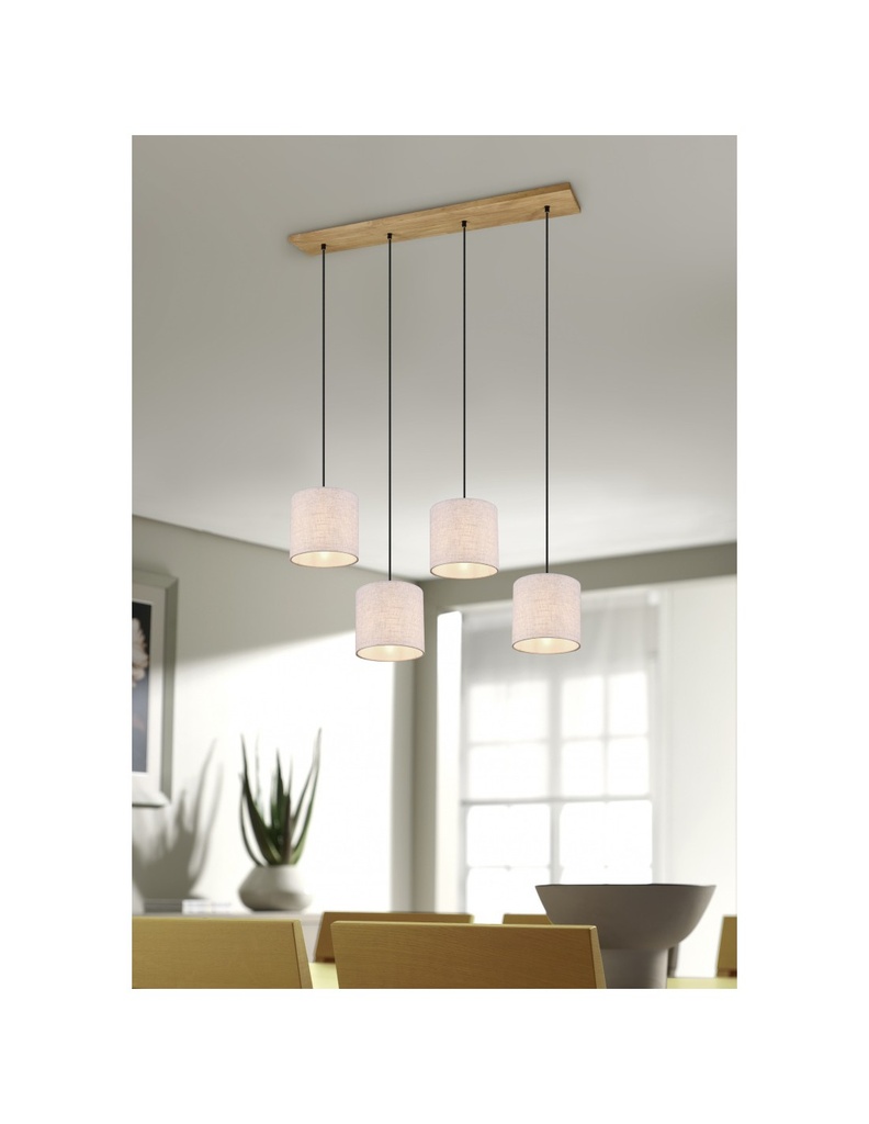 Sospensione Elmau 4xE27 Nichel E Paralumi Sabbia L100 cm Trio Lighting - Samnite