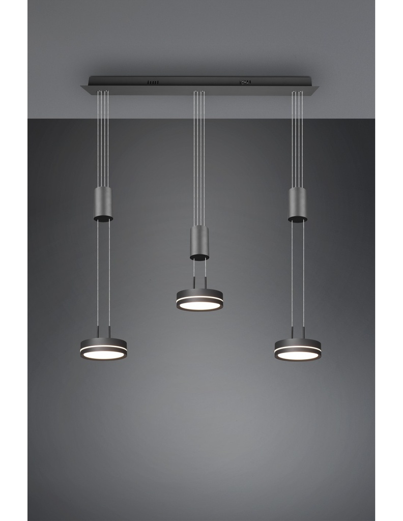 Sospensione Isola Cucina 3 Dischi Led Franklin Antracite Moderno Trio Lighting - Samnite
