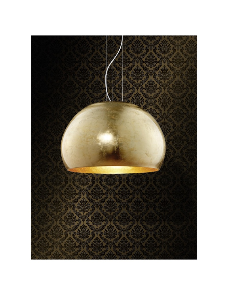 Sospensione Moderna Paralume Vetro Opale Oro Ø51 cm Ontario Trio Lighting - Samnite