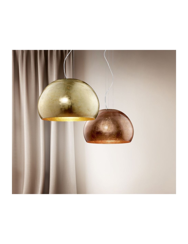 Sospensione Moderna Paralume Vetro Opale Oro Ø51 cm Ontario Trio Lighting - Samnite