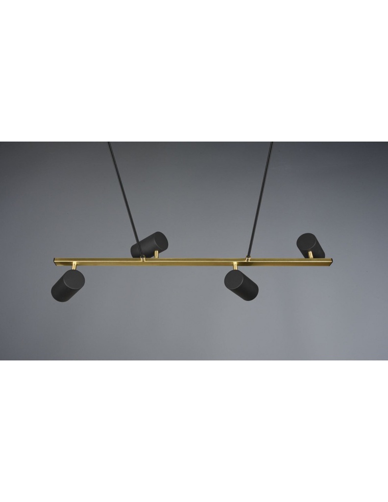 Sospensione Nera 4 Faretti Spot GU10 Orientabili Marley Trio Lighting - Samnite